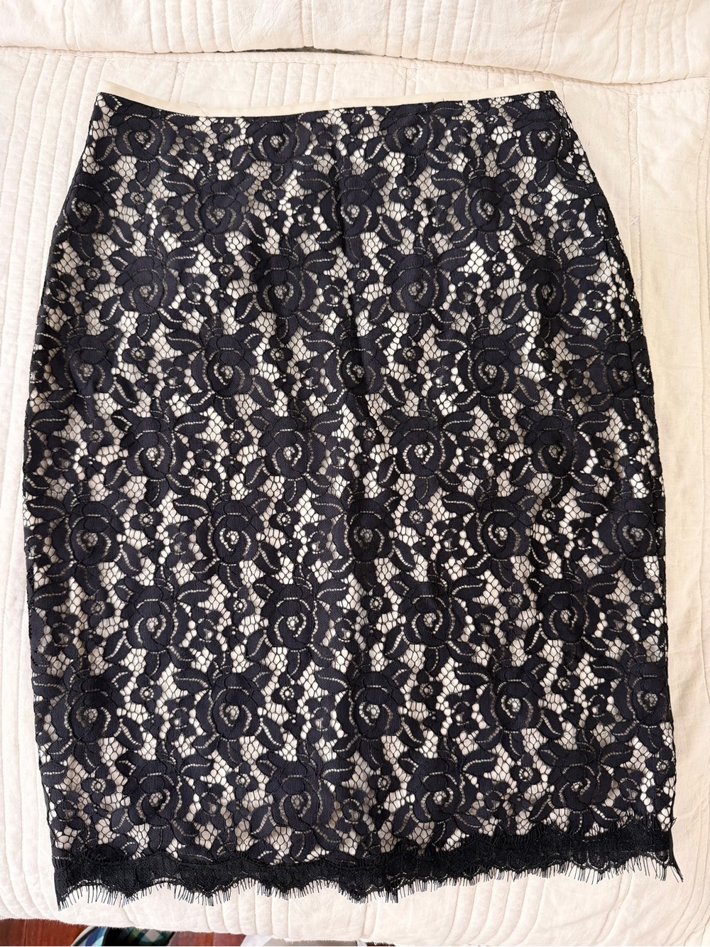 Diane Von Furstenberg Black Lace Pencil Skirt